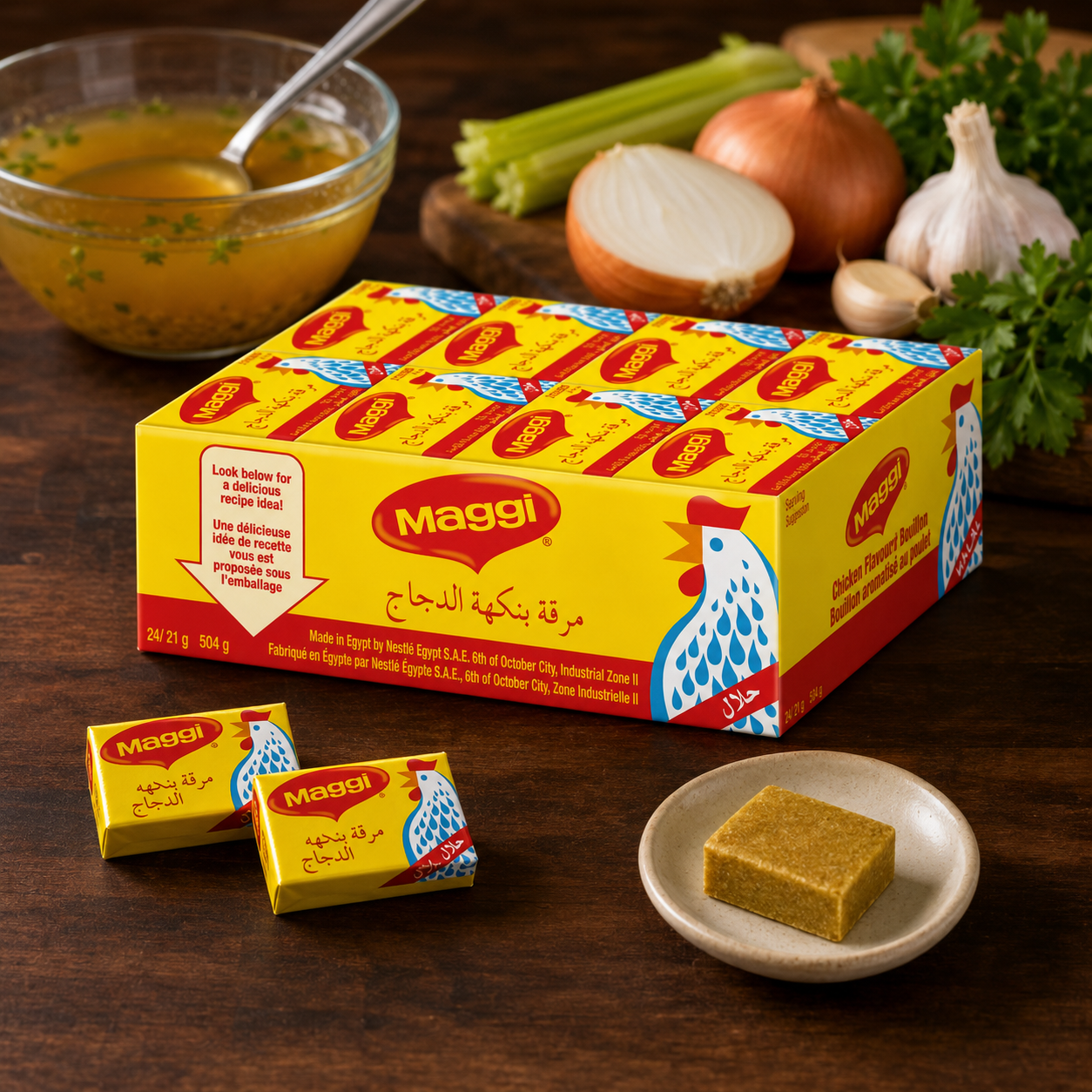 MAGGI Halal Chicken Flavour Bouillon | Halal Chicken Stock | Easy To Use | Pack Of 24 Cubes |