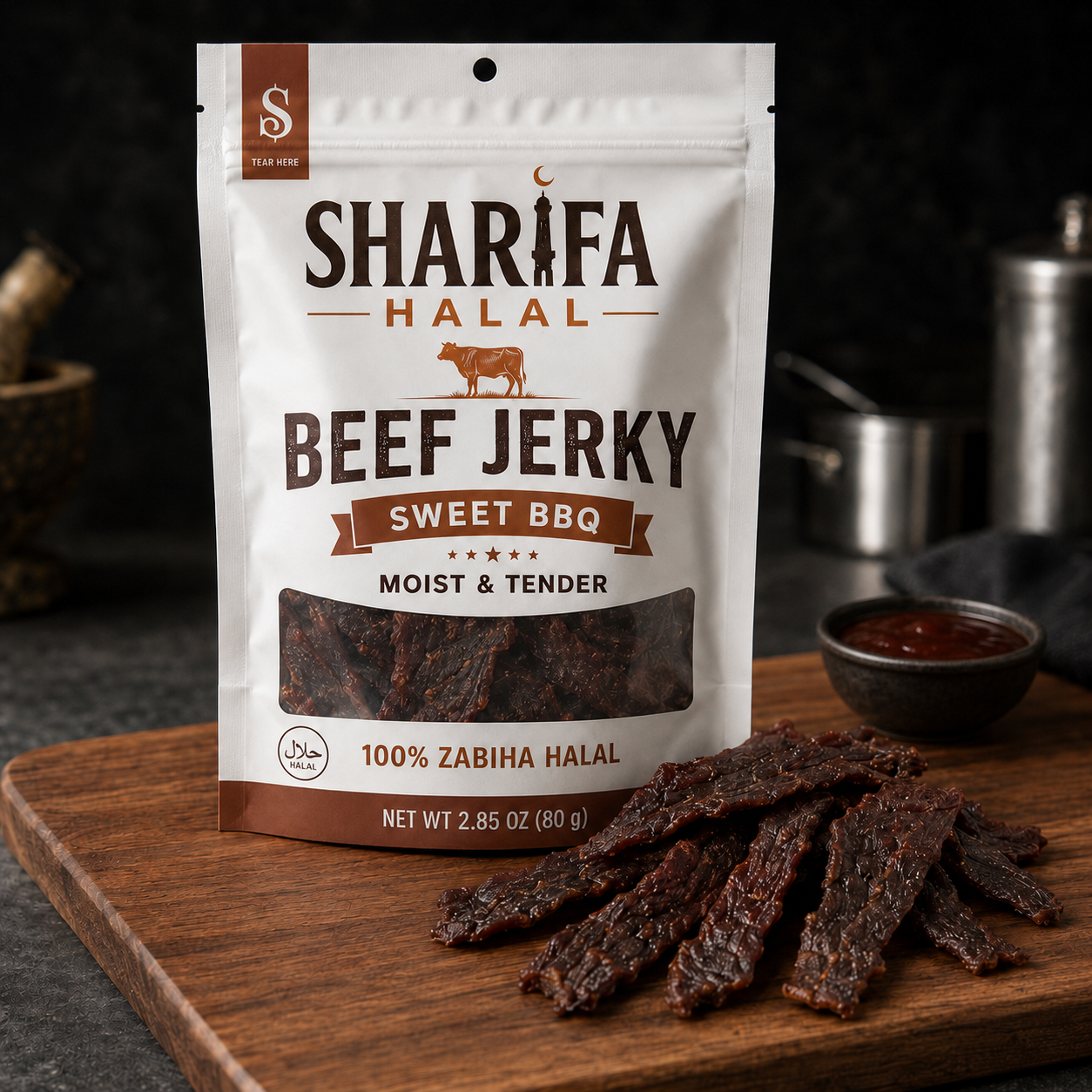 Sweet and Savory Sharifa Halal BBQ Beef Jerky