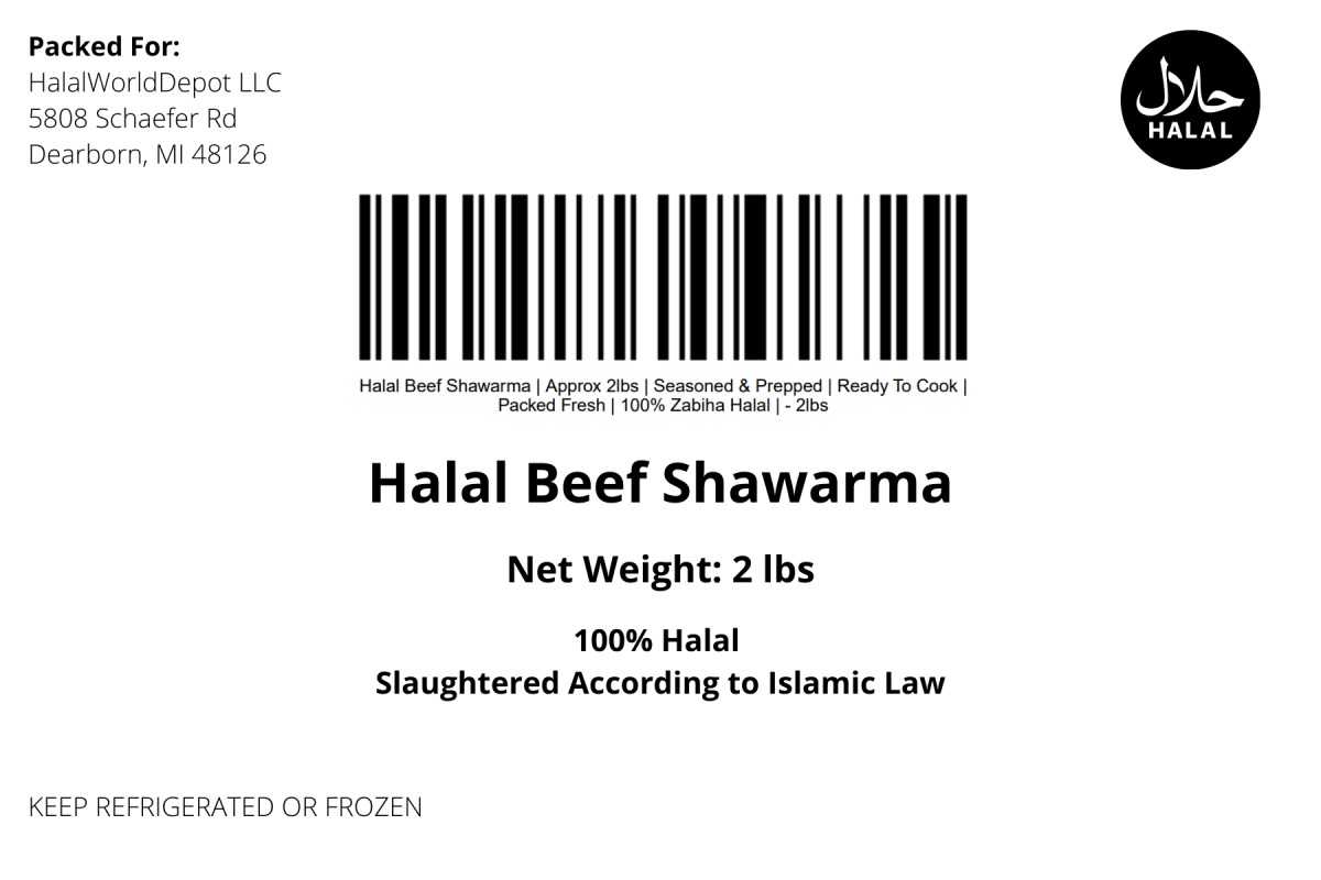 Halal Beef Shawarma | Approx 2lbs | Seasoned & Prepped | Ready To Cook | Packed Fresh | 100% Zabiha Halal | - HalalWorldDepot