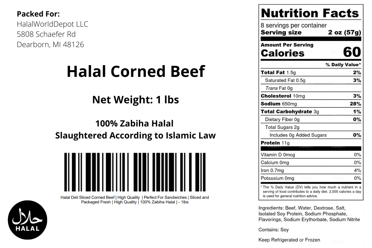 Halal Deli Sliced Corned Beef | High Quality | Perfect For Sandwiches | - HalalWorldDepot