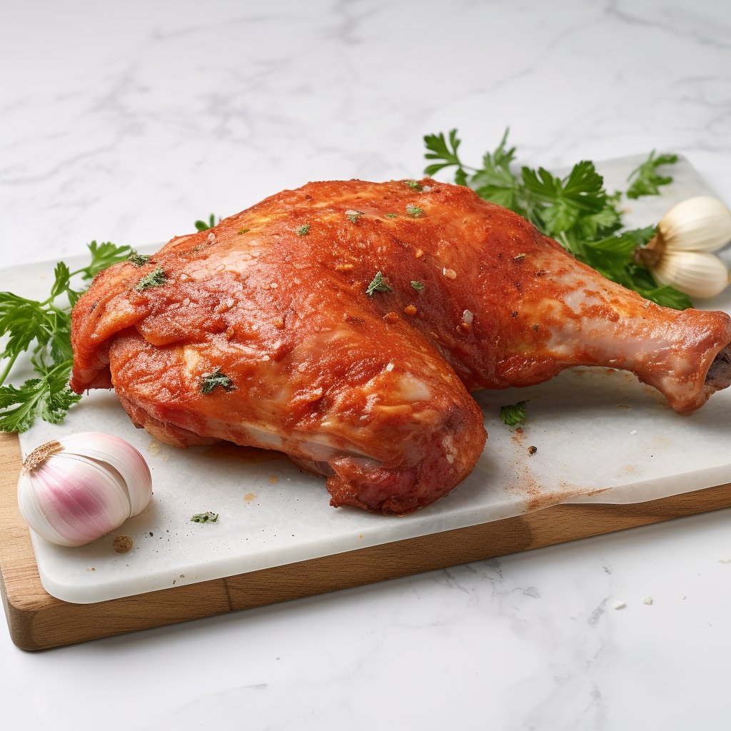 Halal Marinated Tandoori Chicken Leg Quarters | Seasoned And Prepped | Ready To Cook | - HalalWorldDepot