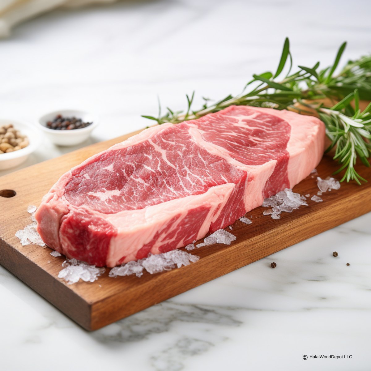 Halal New York Steak | Approx. 1lb | Sliced 1in Thick | Freshly Packaged | High Quality | 100% Zabiha Halal | - HalalWorldDepot