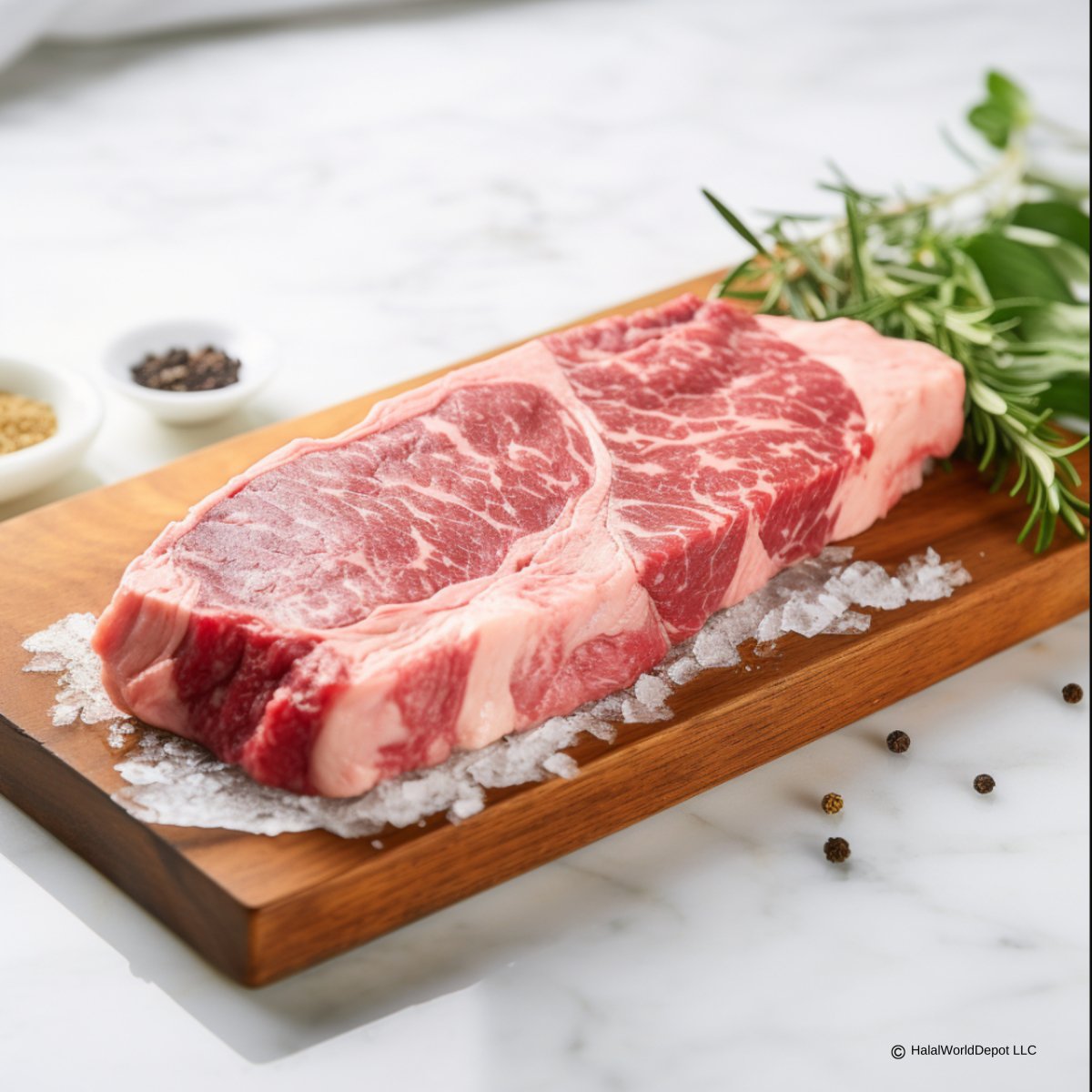 Halal New York Steak | Approx. 1lb | Sliced 1in Thick | Freshly Packaged | High Quality | 100% Zabiha Halal | - HalalWorldDepot