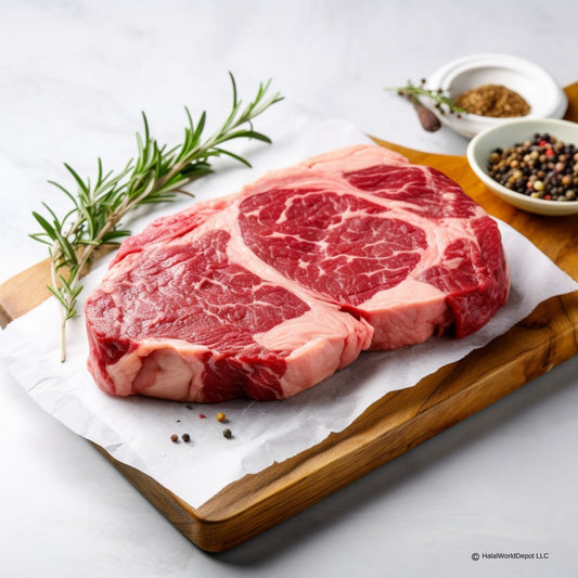 Halal Ribeye Steak | Sliced 1in Thick | Freshly Packaged | High Quality | - HalalWorldDepot